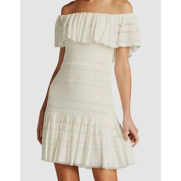 SHO Tonal Stripe Off-the-Shoulder Knit Short Dress Size XS NWT - Picture 1 of 13